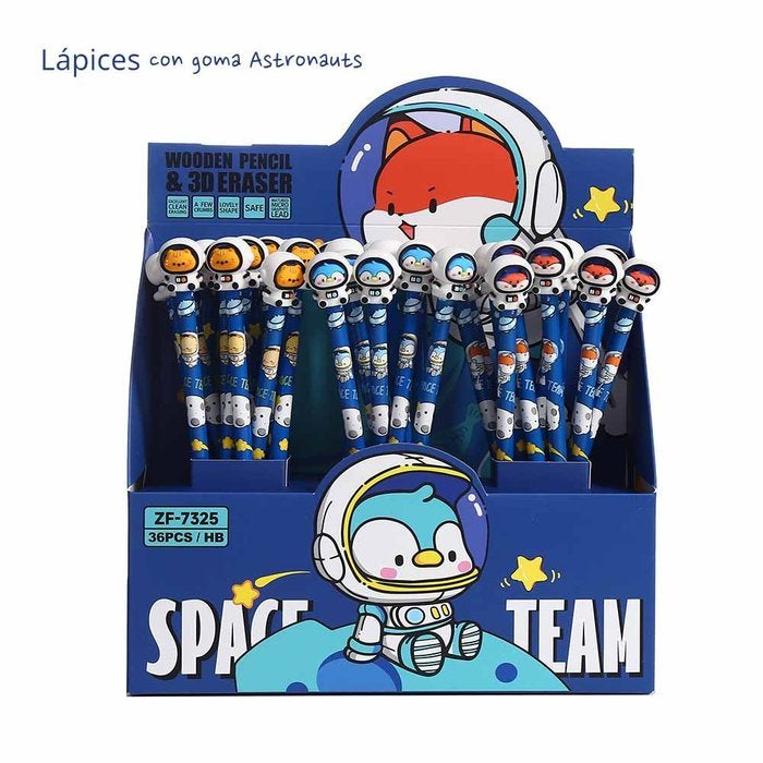 Exp.36 Lapices con Goma 3D Space Animals Roymart Pack 12 Imagen principal del producto