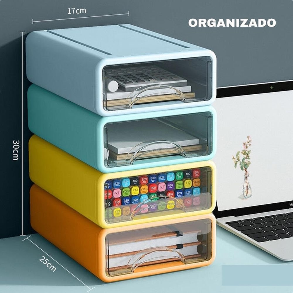 CAJONERAS ORGANIZACION ESCRITORIO APILABLES 4 COLORES SURTI | ROYMART | 1 UNIDAD | 8431234197457 Imagen principal del producto