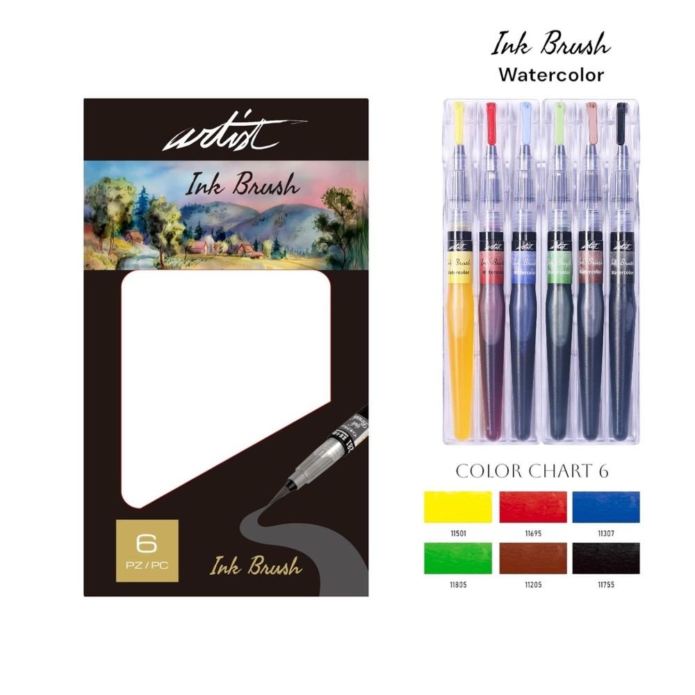 Estuche 6 Rotuladores Pincel Artist Ink Brush Acuarelables Roymart