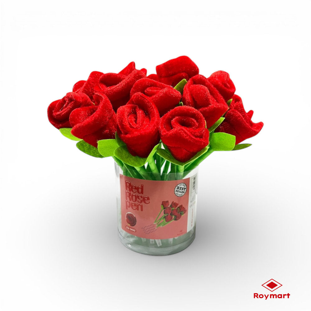 Bote PVC 24 Bolígrafos Red Rosa de Tela ROYMART