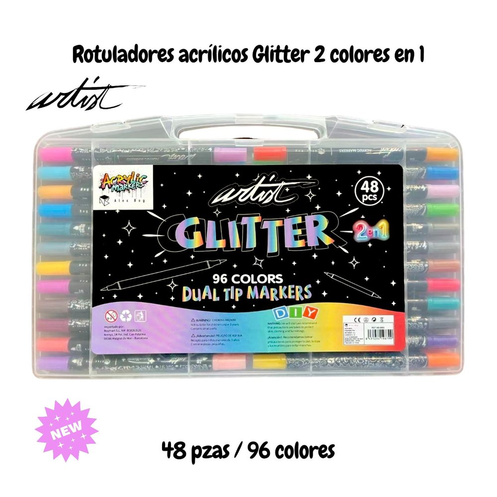 Sets 48 Rotuladores Doble Punta 96 Colores Glitter Shine Roymart Imagen principal del producto