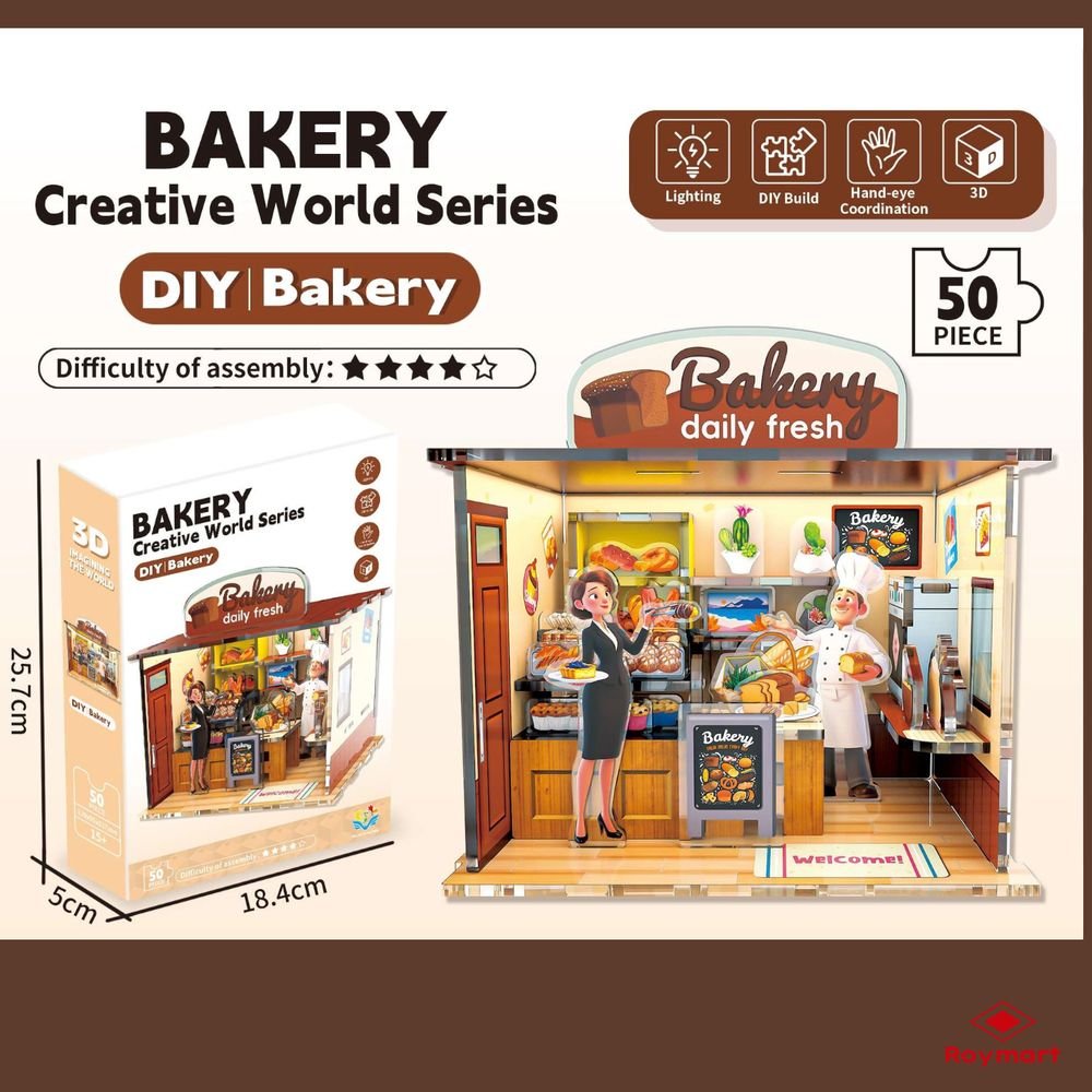 Maqueta madera 3D 50 piezas panadería con luz ROYMART