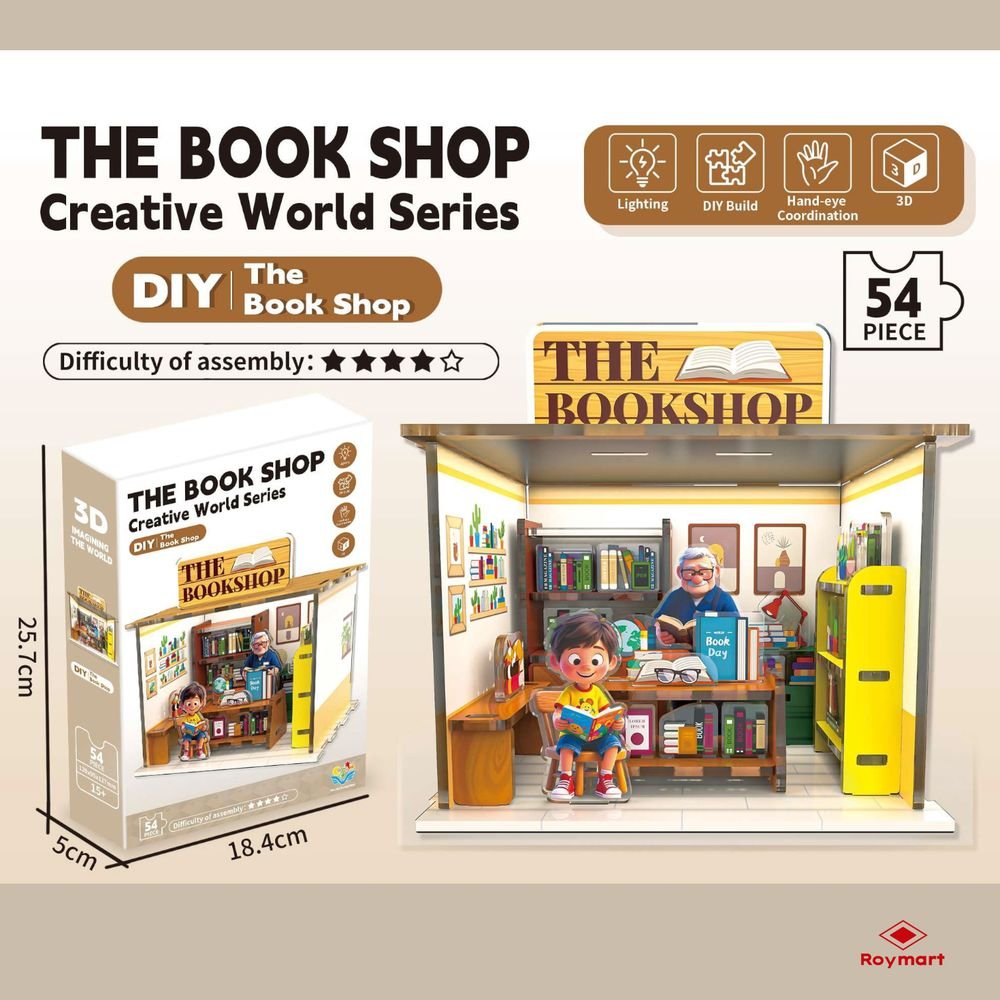 Maqueta madera 3D 54 piezas librería con luz Roymart Imagen principal del producto