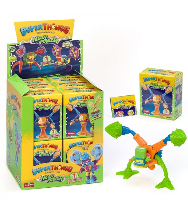 EXPOSITOR 12 SUPERTHINGS NEON POWER - EXOSKELETONS | SUPERTHINGS | ENVASE 12 UDS. UNIDAD | 8431618023082