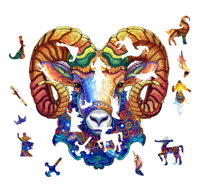 PUZZLE ANIMAL WOOD PUZZLE ARIES | AQUAMARINE GAMES | 1 UNIDAD | 8432026203103 Imagen principal del producto