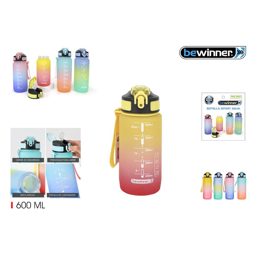 Botella Sport Multicolor 600ml Bewinner Surtido