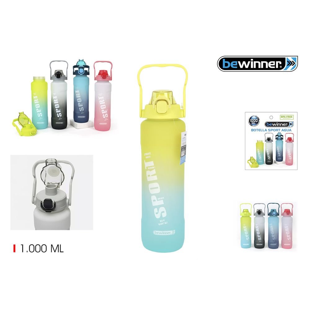 Botella Sport Multicolor Asa Rigida 1000ml Bewinner
