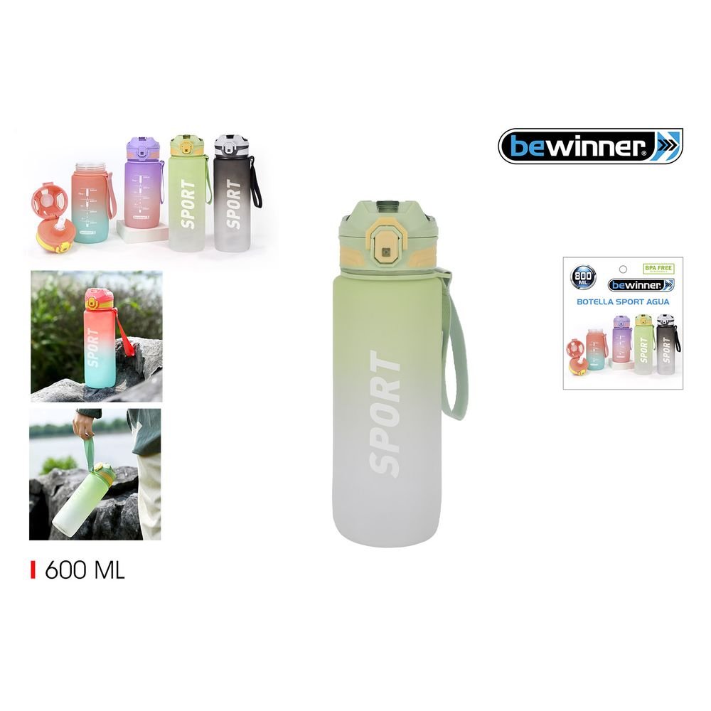 Botella Sport Multicolor Pajita 800 ml Bewinner