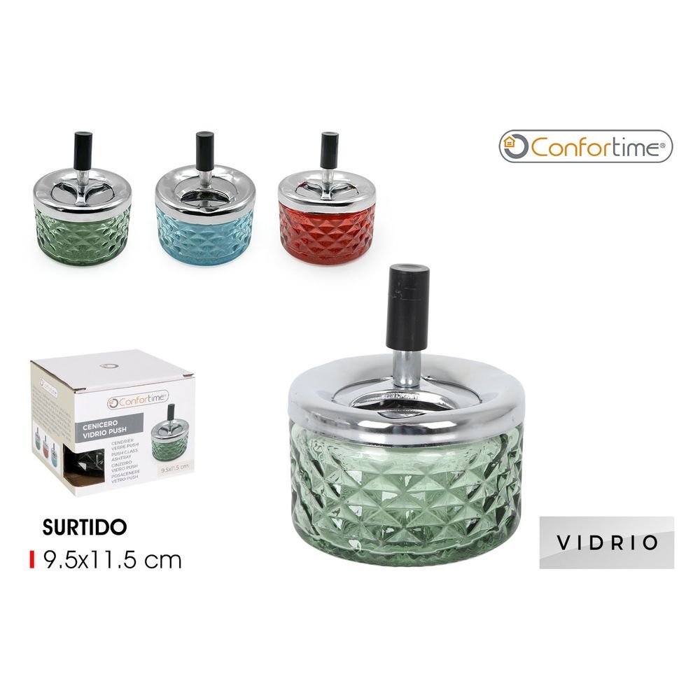 Cenicero Vidrio Push 9.5x11.5 cm Confortime Marca Indesoler Imagen principal del producto