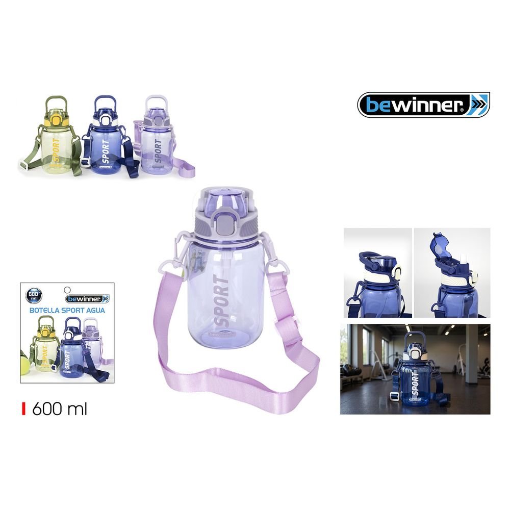 Botella Sport Colgador 600ml Bewinner surtido