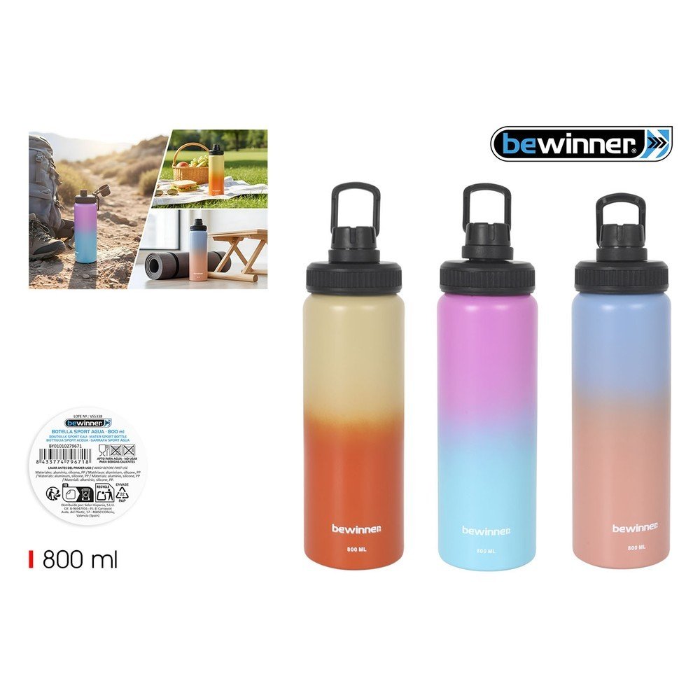 Botella Agua Aluminio Bicolor 800 Bewinner Surtido