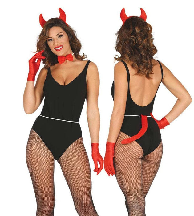 Conjunto diablesa: diadema, pajarita y cola - 12 unidades