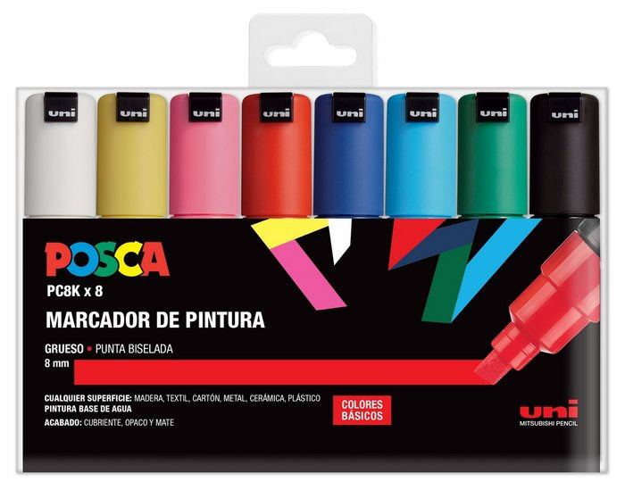 Rotulador Uni Posca Pc-8K Estuche 8 Colores Basicos | Posca | Pack 1 Unidades