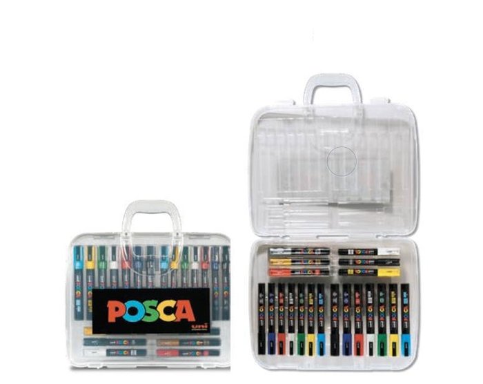 MALETIN PLASTICO 20 MARCADORES POSCA SURTIDOS | POSCA