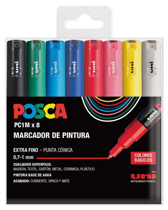 Rotulador Uni Posca Pc1M Estuche 8 Colores Basicos | Posca | Pack 1 Unidades