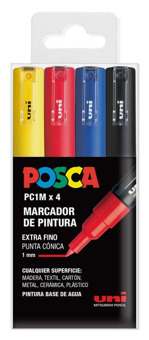 Rotulador Uni Posca Pc1M Estuche 4 Colores Basicos | Posca | Pack 1 Unidades