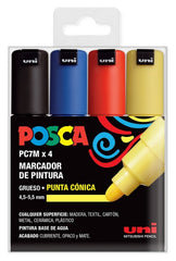 Rotulador Uni Posca Pc-7M Estuche 4 Colores Basicos | Posca | Pack 1 Unidades