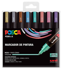 Rotulador Uni Posca Pc5M Estuche 8 Colores Metal | Posca | Pack 1 Unidades