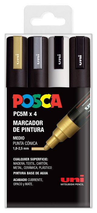 Rotulador Uni Posca Pc-5M Estuche 4 Colores Gswb | Posca | Pack 1 Unidades