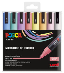 Rotulador Uni Posca Pc-5M Estuche 8 Colores Pastel | Posca | Pack 1 Unidades
