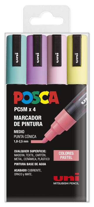 Rotulador Uni Posca Pc-5M Estuche 4 Colores Pastel | Posca | Pack 1 Unidades Imagen principal del producto