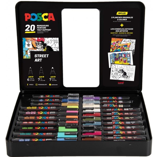 MALETIN METAL 20 MARCADOR UNI POSCA | POSCA