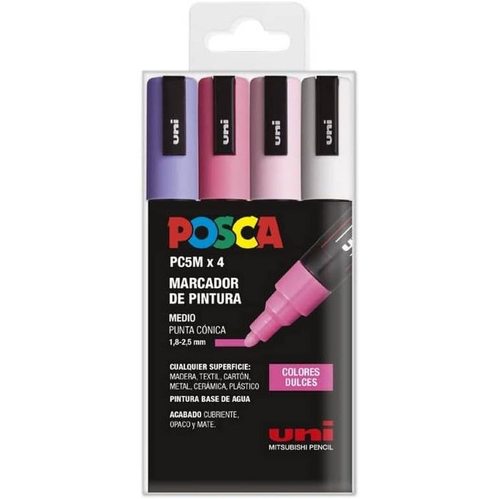 Rotulador Uni Posca Pc-5M 4 Colores Dulces | Posca | Pack 1 Unidades