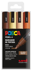 Rotulador Uni Posca Pc-5M 4 Colores Madera | Posca | Pack 1 Unidades