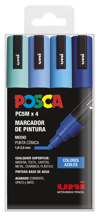 Rotulador Uni Posca Pc-5M 4 Uds Tonos Azules | Posca | Pack 1 Unidades