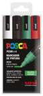 Rotulador Uni Posca Pc-5M 4 Colores Navidad | Posca | Pack 1 Unidades