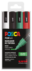 Rotulador Uni Posca Pc-5M 4 Colores Navidad | Posca | Pack 1 Unidades