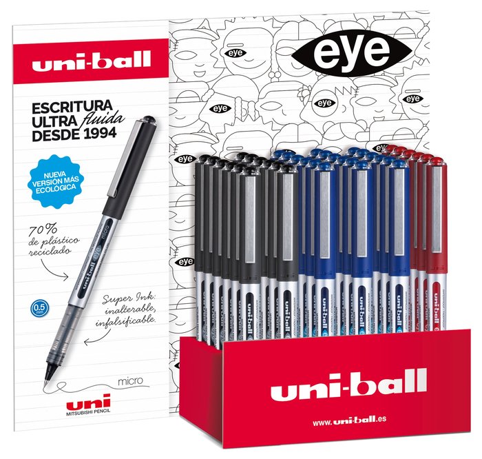 Expositor 36 Bolígrafos Uni-Ball Eye Micro Surtidos