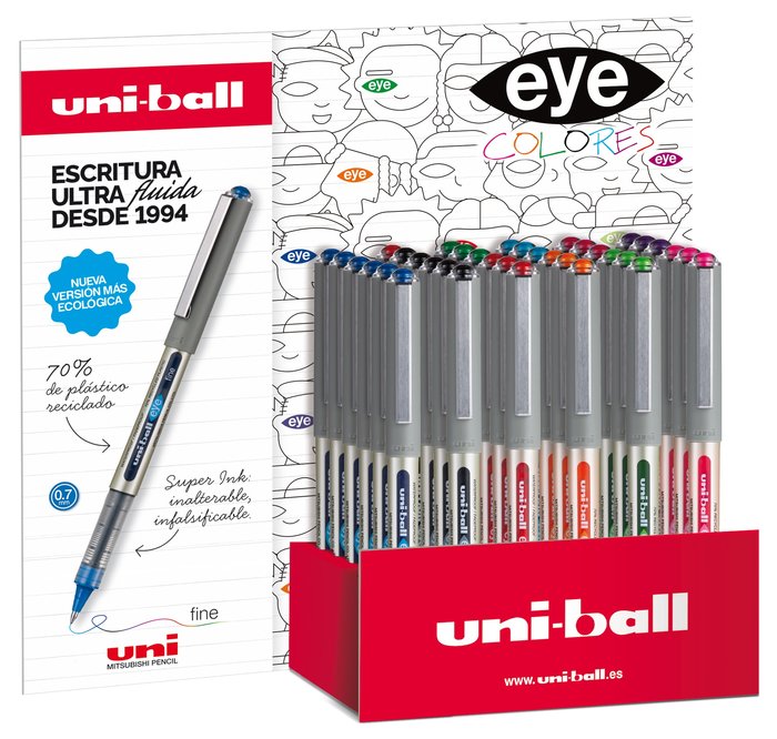 Expositor 36 Bolígrafos Uniball Eye Fine Ub-157e Colores Marca Uniball Imagen principal del producto