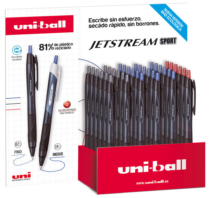 Expositor 36 Bolígrafos Uniball Jetstream Sxn-157e Básicos