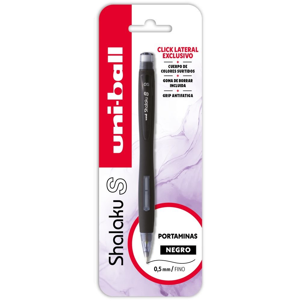 BLISTER PORTAMINAS UNIBALL SHALAKU S 0,5 MM NEGRO | 1 UNIDADES | (UNI-BALL) Imagen principal del producto