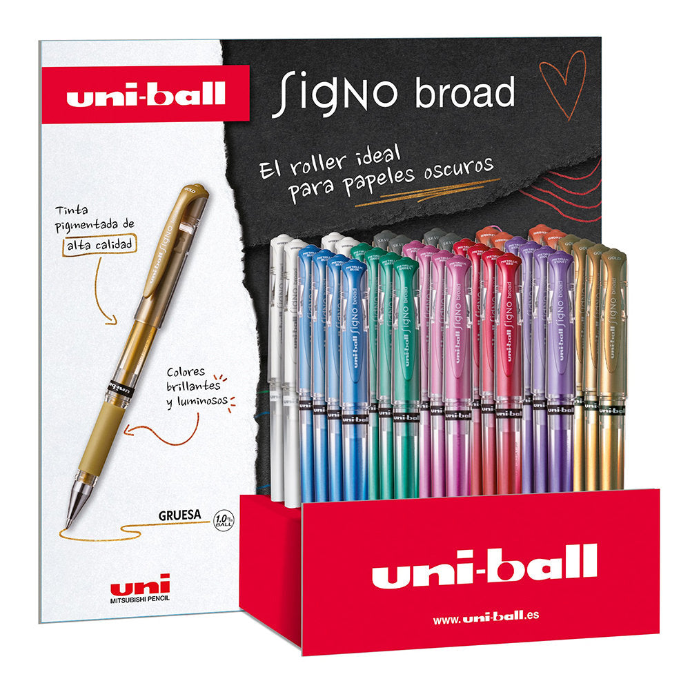 Expositor 36 Bolígrafos Uniball Signo Broad Um-153 Metal Marca Uniball