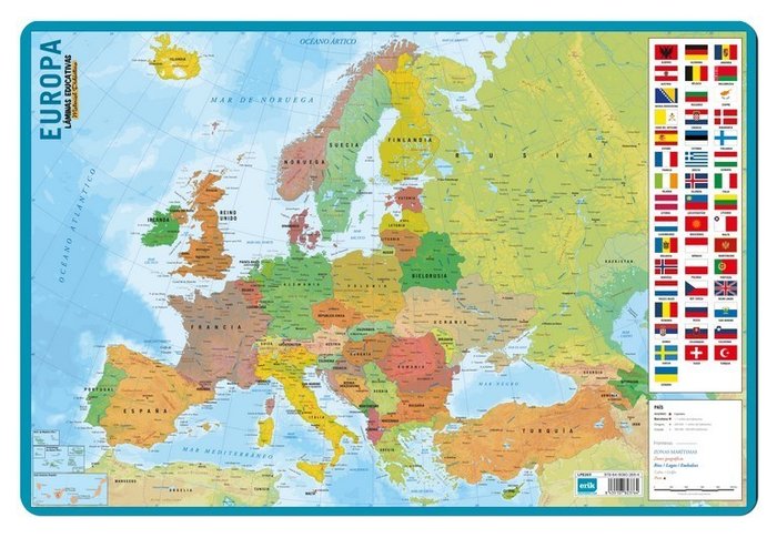 LAMINA EDUCATIVA MAPA DE EUROPA | 1 UNIDADES | (GRUPO ERIK EDITORES)
