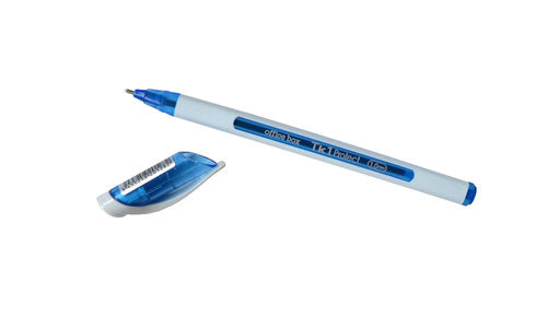 Bote 50 bolígrafos antimicrobial TK1 triangular azul Fraga