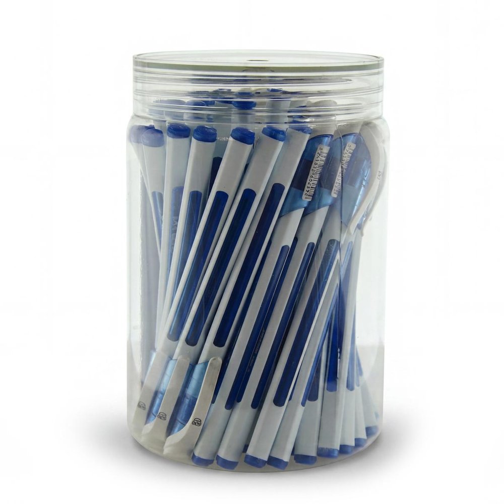 Bote 50 bolígrafos antimicrobial TK1 triangular azul Fraga