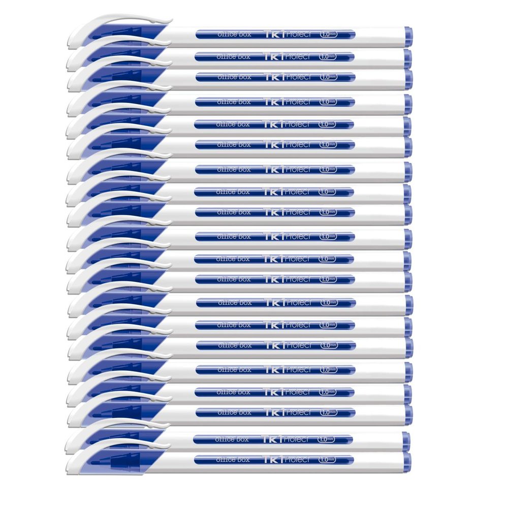 Bote 50 bolígrafos antimicrobial TK1 triangular azul Fraga