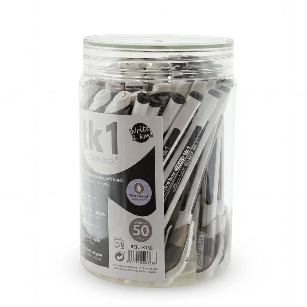 Bote 50 bolígrafos antimicrobial TK1 triangular Fraga