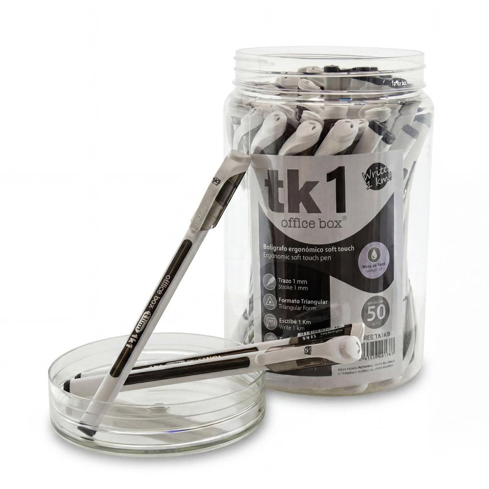 Bote 50 bolígrafos antimicrobial TK1 triangular Fraga