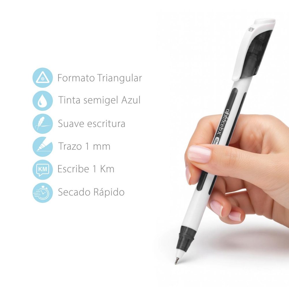 Bote 50 bolígrafos antimicrobial TK1 triangular Fraga