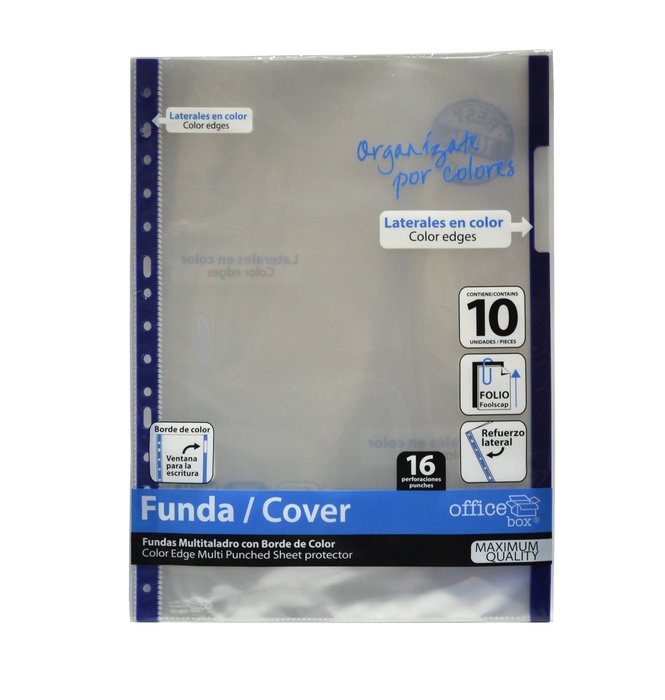 Funda multitaladro folio bolsa 10U borde colores surtidos Fraga Import