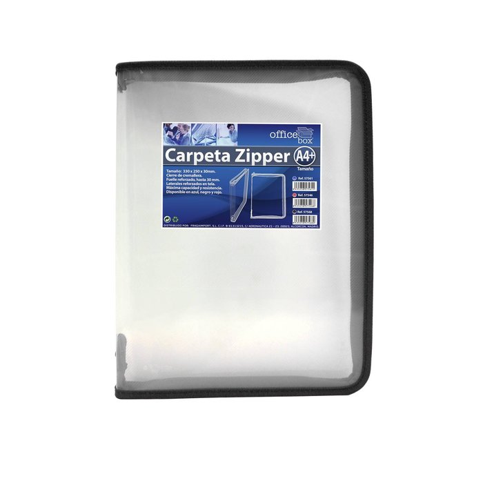 CARPETA A4 PP CON CREMALLERA ZIPPER NEGRO | 1 UNIDADES | (FRAGA) Imagen principal del producto