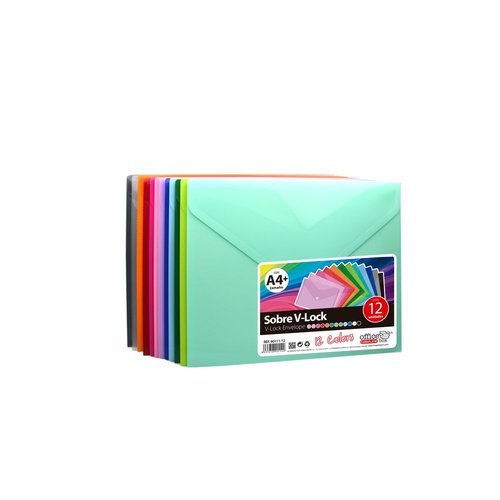 PACK 12 SOBRES V LOCK A4 SURTIDO COLORLINE | 12 UNIDADES | (FRAGA)