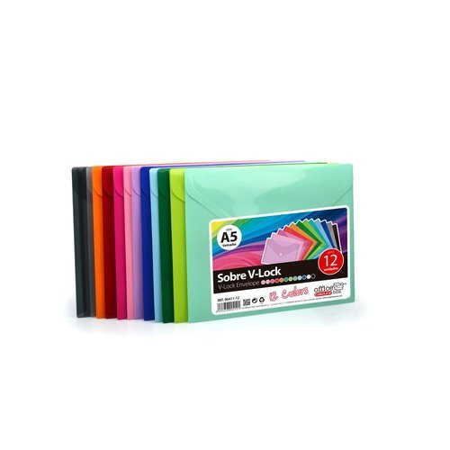 PACK 12 SOBRES V- LOCK A5 SURTIDO COLORLINE | 12 UNIDADES | (FRAGA)