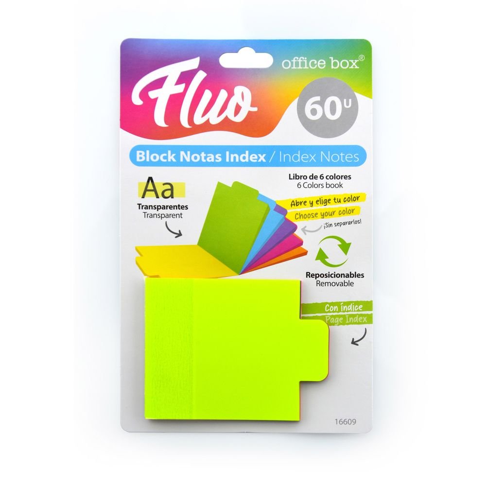 Notas adhesivas index fluorescentes Fraga - pack 60 ud (Pack 10 uds)