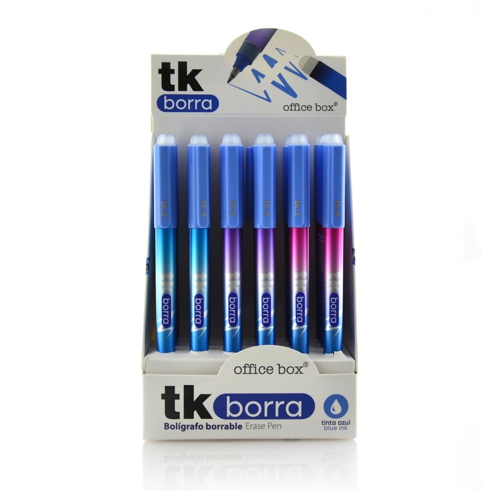 Expositor 24 Bolígrafos Tk Borrables 0,7 mm Tinta Azul Fraga
