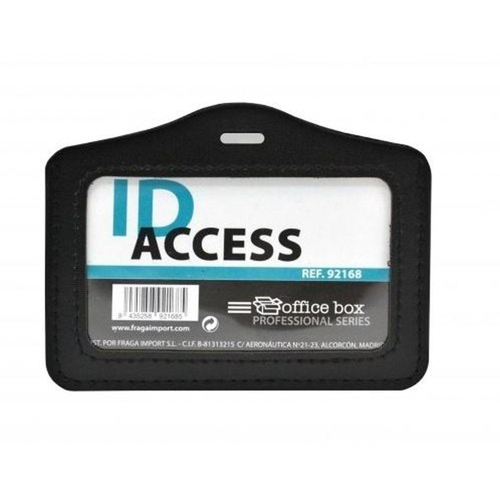 Identificador Access horizontal símil piel negro, pack 10 uds.